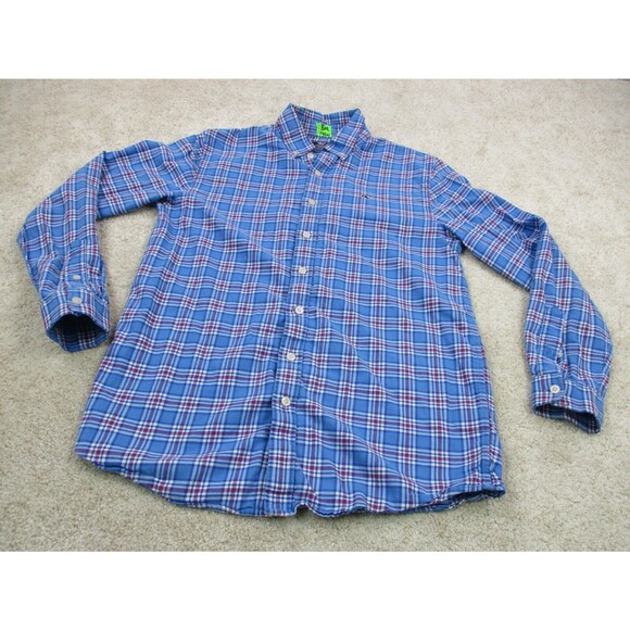 Vineyard Vines Shirt Boy Youth Extra Large 18 Blue Whale Flannel Plaid Button Up - Picture 2 of 10